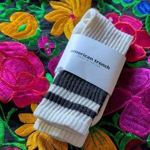 American Trench Women's Black and White Striped Socks